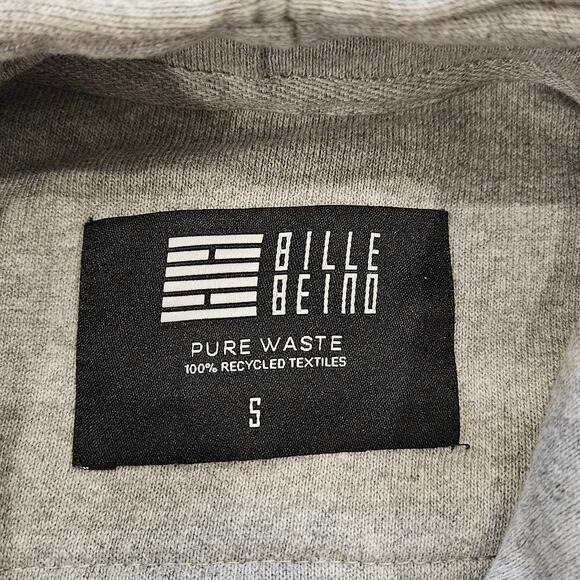 BilleBeino Stripe Hoodie Unisex Size S Pure Waste Recycled Materials Grey - Picture 10 of 12